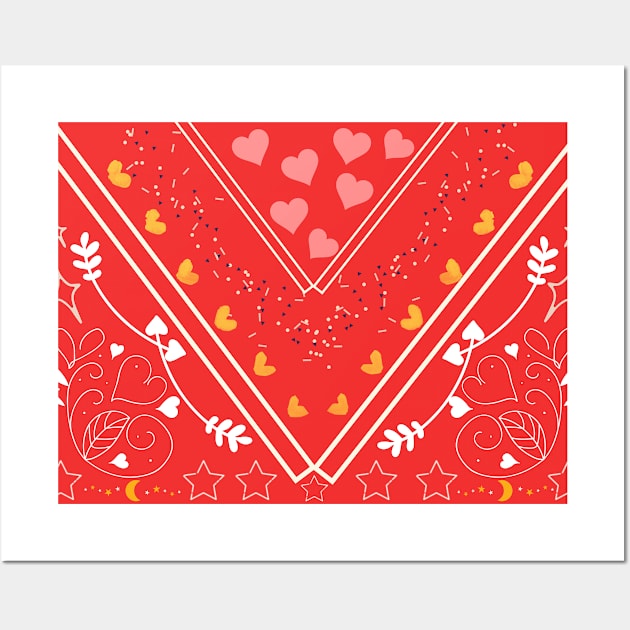 Red Bandana Pattern Wall Art by Cool and Awesome